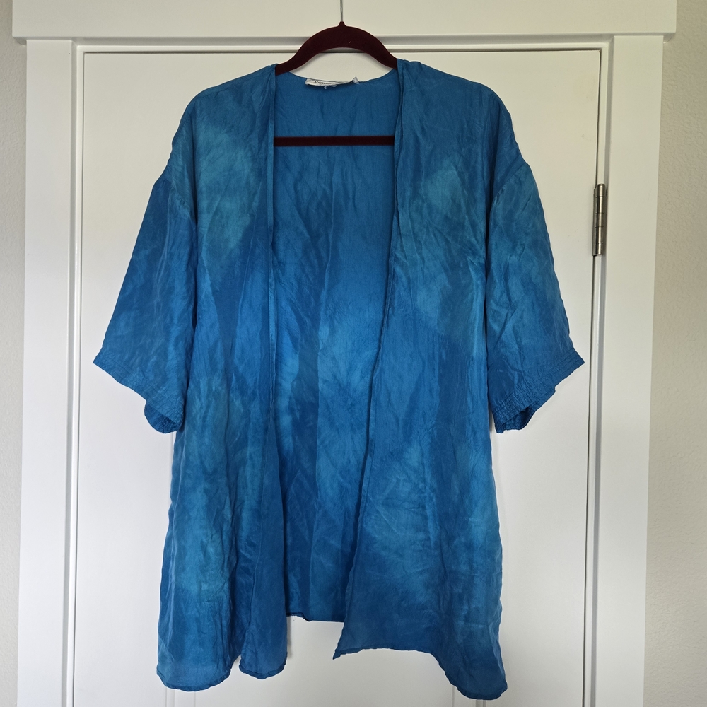 Blue Silk Women's Tunic Top